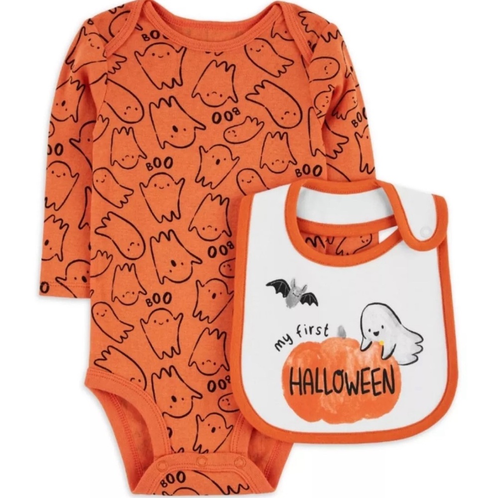 0-3 MONTHS Carters Child Of Mine My First Halloween Bodysuit & Bib